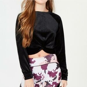 Material Girl Black Velvet Long Sleeve        Women's Top